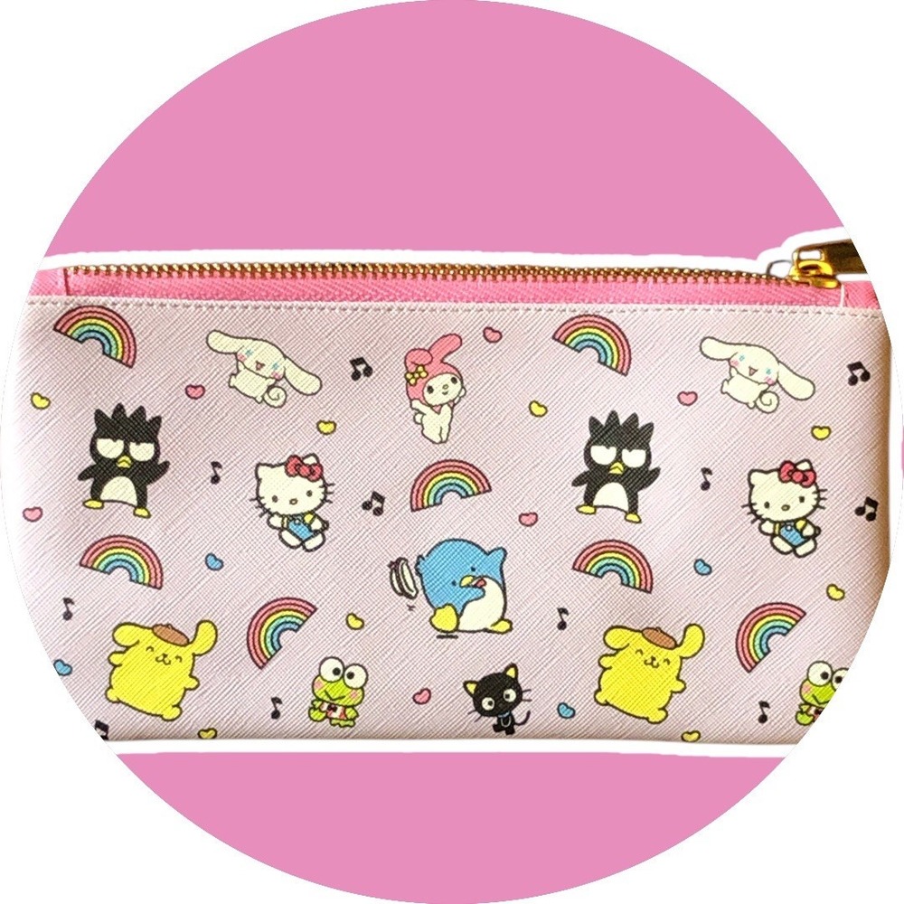 2024 Sanrio Hello Kitty‎ & Friends Pencil Pouch Case Rainbow Pattern Purple